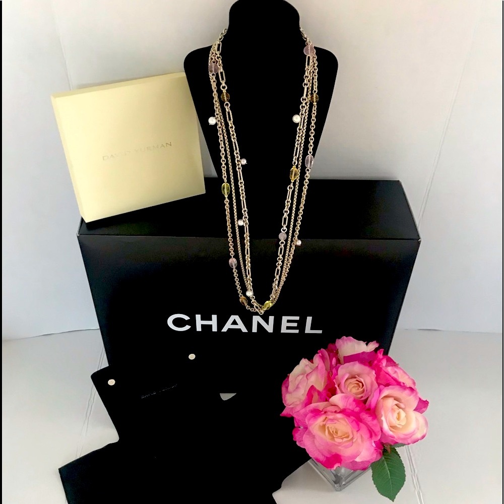 David Yurman Necklace Lemon Quartz & Pearl - Picture 12 of 16